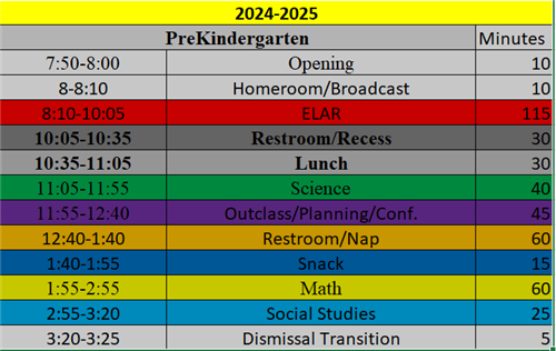 2024-2025 Daily Schedule